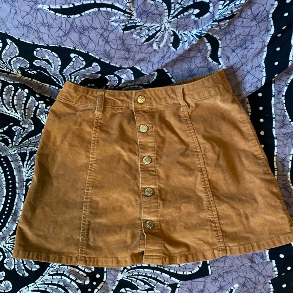 Caramel corduroy mini skirt